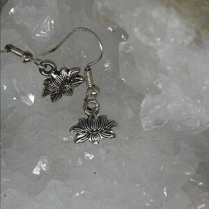 Silver Lotus Drop Earrings - The Yogi Earring Collection